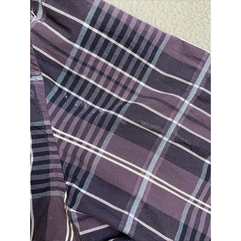 Banana Republic Shirt Mens Size Medium Purple Plaid Long Sleeve Button Down‎